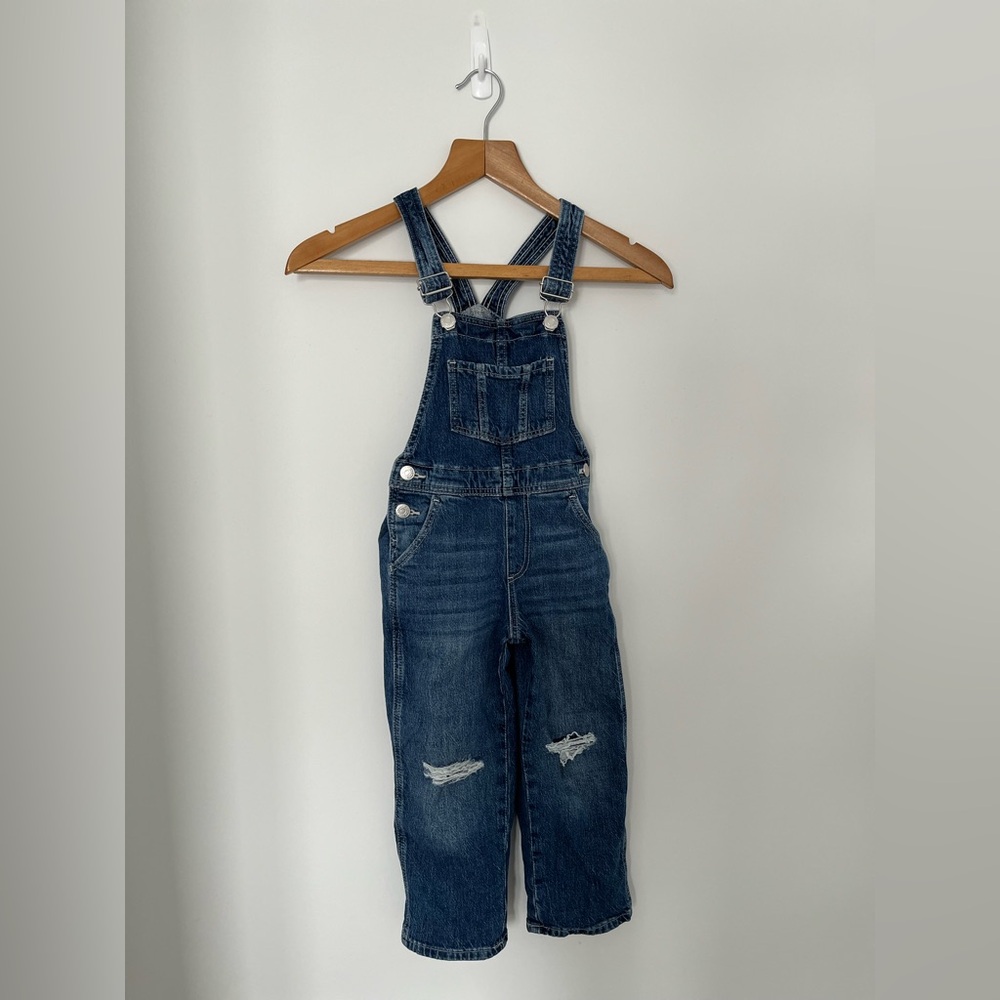 Distressed Denim Overalls 4T